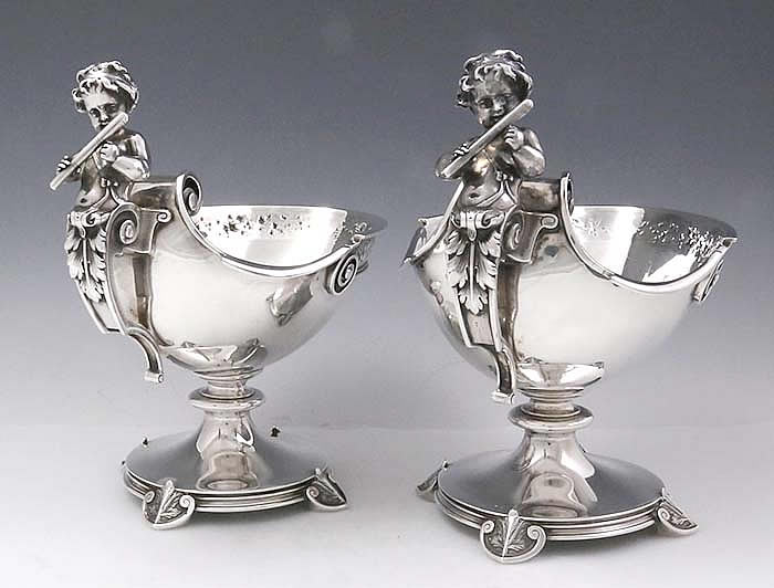 pair of John Wendt for Ball Black pair of cherub compotes